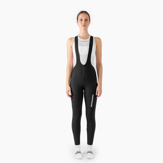 Women's All-Round Windproof Utility Thermal Bib Tights - Black — alternate view