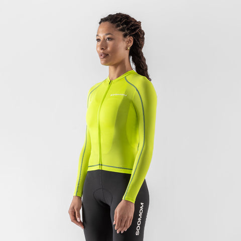 Women's Base LS Jersey - Lime SOOMOM | Cycling Apparel