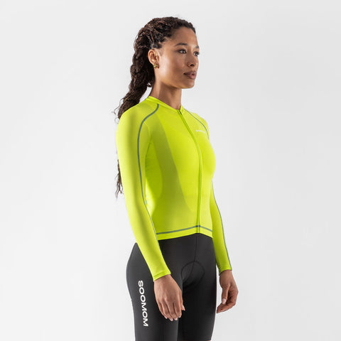 Women's Base LS Jersey - Lime SOOMOM | Cycling Apparel